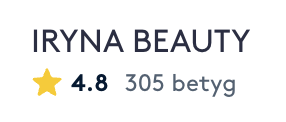 Iryna Beauty, betyg 4,8 av 5 baserat på 305 betyg